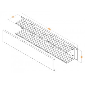 Hyperline CM-2U-PL-COV Кабельный организатор пластиковый с крышкой, 19, 2U Hyperline CM-2U-PL-COV Кабельный организатор пластиковый с крышкой, 19, 2U