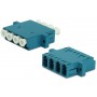 Hyperline FA-P11Z-QLC/QLC-N/WH-BL Оптический проходной адаптер LC-LC, SM, quadro, 4 волокна, корпус пластиковый, синий, белые колпачки Hyperline FA-P11Z-QLC/QLC-N/WH-BL Оптический проходной адаптер LC-LC, SM, quadro, 4 волокна, корпус пластиковый, синий, белые колпачки