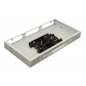 Hyperline FO-19R-1U-3xSLT-W140H42-24UN-GY Бокс оптический универсальный 19, от 8 до 24 портов (SC, duplex LC, ST, FC), со сплайс пластиной, без пигтейлов и проходных адаптеров, 1U, серый Hyperline FO-19R-1U-3xSLT-W140H42-24UN-GY Бокс оптический универсальный 19, от 8 до 24 портов (SC, duplex LC, ST, FC), со сплайс пластиной, без пигтейлов и проходных адаптеров, 1U, серый