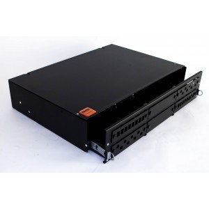 Hyperline FO-19V-2U-6xSLT-W130H30-48UN-BK Бокс оптический универсальный 19 выдвижной, с полкой, от 8 до 48 портов (SC, duplex LC, ST, FC), со сплайс пластиной, без пигтейлов и проходных адаптеров, 2U, черный Hyperline FO-19V-2U-6xSLT-W130H30-48UN-BK Бокс оптический универсальный 19 выдвижной, с полкой, от 8 до 48 портов (SC, duplex LC, ST, FC), со сплайс пластиной, без пигтейлов и проходных адаптеров, 2U, черный