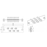 Hyperline FO-FPM-W120H32-6ST-SM Панель для FO-19BX с 6 ST адаптерами, 6 волокон, одномод, 120x32 мм