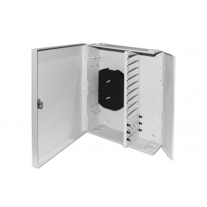 Hyperline FO-WBX-12xSLT-W140H42-96UN-GY Бокс оптический универсальный настенный, от 8 до 96 портов (SC, duplex LC, ST, FC), со сплайс пластиной, без пигтейлов и проходных адаптеров, серый Hyperline FO-WBX-12xSLT-W140H42-96UN-GY Бокс оптический универсальный настенный, от 8 до 96 портов (SC, duplex LC, ST, FC), со сплайс пластиной, без пигтейлов и проходных адаптеров, серый