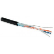 Hyperline FUTP2-C5-S24-OUT-PE-BK-500 (500 м) Кабель витая пара F/UTP, категория 5, 2 пары (24 AWG), одножильный (solid), экран - фольга, внешний, PE, -40°C – +60°C, черный