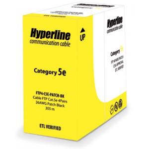 Hyperline FUTP4-C5E-P26-IN-LSZH-BL-305 (305 м) Кабель витая пара, экранированная F/UTP, категория 5e, 4 пары (26 AWG), многожильный (patch), экран - фольга, LSZH, нг(А)-HF, –20°C – +75°C, синий Hyperline FUTP4-C5E-P26-IN-LSZH-BL-305 (305 м) Кабель витая пара, экранированная F/UTP, категория 5e, 4 пары (26 AWG), многожильный (patch), экран - фольга, LSZH, нг(А)-HF, –20°C – +75°C, синий