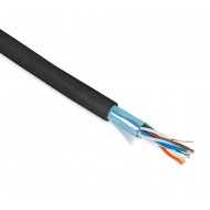 Hyperline FUTP4-C5E-P26-IN-PVC-BK-100 (100 м) Кабель витая пара, экранированная F/UTP, категории 5e, 4 пары (26 AWG), многожильный (patch), экран - фольга, PVC, –20°C – +75°C, черный