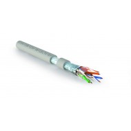 Hyperline FUTP4-C5E-S24-IN-LSLTX-GY-305 (305 м) Кабель витая пара F/UTP, категория 5e, 4 пары (24 AWG), одножильный (solid), экран - фольга, нг(А)-LSLTx, внутренний, серый