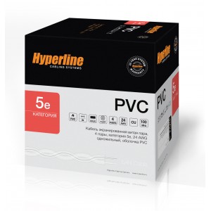 Hyperline FUTP4-C5E-S24-IN-PVC-GY-305 (305 м) Кабель витая пара, экранированная F/UTP, категория 5e, 4 пары (24 AWG), одножильный (solid), экран - фольга, PVC, –20°C – +75°C, серый - гарантия: 15 лет компонентная, 25 лет системная Hyperline FUTP4-C5E-S24-IN-PVC-GY-305 (305 м) Кабель витая пара, экранированная F/UTP, категория 5e, 4 пары (24 AWG), одножильный (solid), экран - фольга, PVC, –20°C – +75°C, серый - гарантия: 15 лет компонентная, 25 лет системная