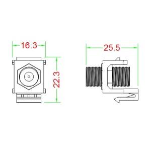 Hyperline KJ1-FCON-G-WH Вставка формата Keystone Jack с проходным адаптером F-типа, gold plated, ROHS, белая Hyperline KJ1-FCON-G-WH Вставка формата Keystone Jack с проходным адаптером F-типа, gold plated, ROHS, белая