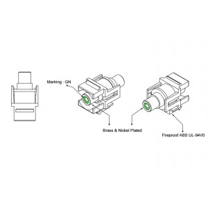 Hyperline KJ1-RCA/GN-D-WH Вставка формата Keystone Jack с проходным адаптером RCA (зеленый), D type, ROHS, белая Hyperline KJ1-RCA/GN-D-WH Вставка формата Keystone Jack с проходным адаптером RCA (зеленый), D type, ROHS, белая
