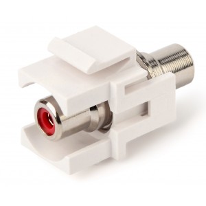 Hyperline KJ1-RCA/RD-D-WH Вставка формата Keystone Jack с проходным адаптером RCA (красный), D type, ROHS, белая Hyperline KJ1-RCA/RD-D-WH Вставка формата Keystone Jack с проходным адаптером RCA (красный), D type, ROHS, белая