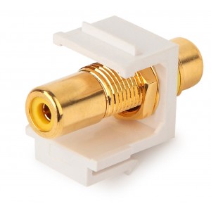 Hyperline KJ1-RCA/YL-HG-WH Вставка формата Keystone Jack с проходным адаптером RCA (желтый), Hex. type, gold plated, ROHS, белая Hyperline KJ1-RCA/YL-HG-WH Вставка формата Keystone Jack с проходным адаптером RCA (желтый), Hex. type, gold plated, ROHS, белая