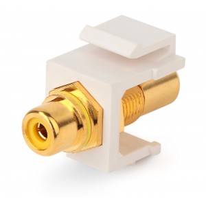 Hyperline KJ1-RCA/YL-HG-WH Вставка формата Keystone Jack с проходным адаптером RCA (желтый), Hex. type, gold plated, ROHS, белая Hyperline KJ1-RCA/YL-HG-WH Вставка формата Keystone Jack с проходным адаптером RCA (желтый), Hex. type, gold plated, ROHS, белая