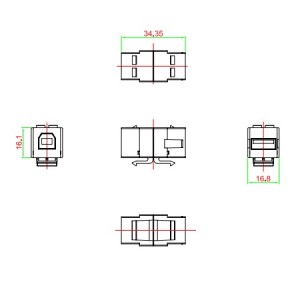 Hyperline KJ1-USB-A-B2-BK Вставка формата Keystone Jack с проходным адаптером USB 2.0 (Type A-B), ROHS, черная Hyperline KJ1-USB-A-B2-BK Вставка формата Keystone Jack с проходным адаптером USB 2.0 (Type A-B), ROHS, черная
