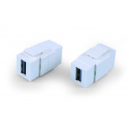 Hyperline KJ1-USB-A3-WH Вставка формата Keystone Jack с проходным адаптером USB 3.0 (Type A), ROHS, белая