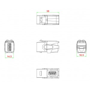 Hyperline KJ1-USB-VA3-BK Вставка формата Keystone Jack с проходным адаптером USB 3.0 (Type A), 90 градусов, ROHS, черная Hyperline KJ1-USB-VA3-BK Вставка формата Keystone Jack с проходным адаптером USB 3.0 (Type A), 90 градусов, ROHS, черная