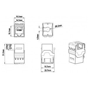 Hyperline KJ8-8P8C-C5e-180-GN Вставка Keystone Jack RJ-45(8P8C), категория 5e, тип 180 градусов, зеленая Hyperline KJ8-8P8C-C5e-180-GN Вставка Keystone Jack RJ-45(8P8C), категория 5e, тип 180 градусов, зеленая