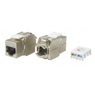 Hyperline KJ8-8P8C-C5e-180-TLS-SH-F-WH Вставка Keystone Jack RJ-45(8P8C), категория 5e, экранированная, тип 180 градусов, Toolless, белая