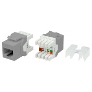 Hyperline KJ8-8P8C-C6-180-GY Вставка Keystone Jack RJ-45(8P8C), категория 6, тип 180 градусов, серая