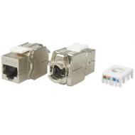 Hyperline KJ8-8P8C-C6A-180-TLS-SH-F-WH Вставка Keystone Jack RJ-45(8P8C), категория 6a (10G), экранированная, тип 180 градусов, Toolless, белая