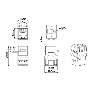 Hyperline KJ9-8P8C-C6-90-BL Вставка Keystone Jack RJ-45(8P8C), категория 6, синяя Hyperline KJ9-8P8C-C6-90-BL Вставка Keystone Jack RJ-45(8P8C), категория 6, синяя