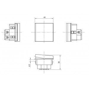 Hyperline M45-SW-WH Выключатель, 2М, 45x45 мм, белый Hyperline M45-SW-WH Выключатель, 2М, 45x45 мм, белый