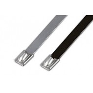 Hyperline MLG-200STE Стяжка неразъемная стальная, коррозионно-стойкая (нержавеющая сталь 316L), 200х4.45мм, с полимерной оболочкой, устойчивость к ультрафиолетовому (UV) излучению, безгалогенная (HF), малодымная (LS) (100 шт)
