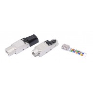 Hyperline PLUD-8P8C-S-C6A-SH Разъем полевой оконцовки RJ-45 (8P8C) под витую пару, для одножильного кабеля, toolless, категория 6A, экранированный, накручивающийся хвостовик, IDC