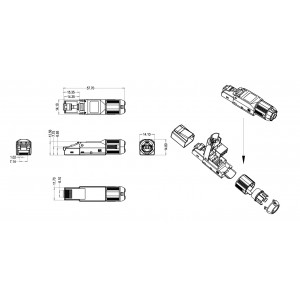 Hyperline PLUD-8P8C-S-C6A-SH Разъем полевой оконцовки RJ-45 (8P8C) под витую пару, для одножильного кабеля, toolless, категория 6A, экранированный, накручивающийся хвостовик, IDC Hyperline PLUD-8P8C-S-C6A-SH Разъем полевой оконцовки RJ-45 (8P8C) под витую пару, для одножильного кабеля, toolless, категория 6A, экранированный, накручивающийся хвостовик, IDC