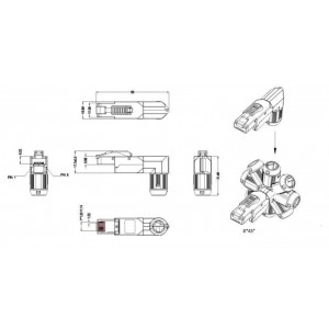 Hyperline PLUD-A-8P8C-S-C6A-SH Разъем полевой оконцовки RJ-45 (8P8C) под витую пару, угловой, для одножильного кабеля, toolless, категория 6A, экранированный, накручивающийся хвостовик, IDC Hyperline PLUD-A-8P8C-S-C6A-SH Разъем полевой оконцовки RJ-45 (8P8C) под витую пару, угловой, для одножильного кабеля, toolless, категория 6A, экранированный, накручивающийся хвостовик, IDC