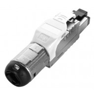 Hyperline PLUE-8P8C-S-C6A-SH-WH Разъем полевой оконцовки RJ-45 (8P8C) под витую пару, для одножильного кабеля, toolless, категория 6A, экранированный, накручивающийся хвостовик, белый