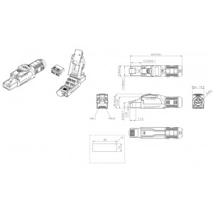 Hyperline PLUE-8P8C-S-C8-SH-BL Разъем полевой оконцовки RJ-45 (8P8C) под витую пару, для одножильного кабеля, toolless, категория 8, экранированный, накручивающийся хвостовик, синий, IDC Hyperline PLUE-8P8C-S-C8-SH-BL Разъем полевой оконцовки RJ-45 (8P8C) под витую пару, для одножильного кабеля, toolless, категория 8, экранированный, накручивающийся хвостовик, синий, IDC