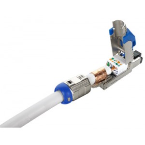 Hyperline PLUE-8P8C-S-C8-SH-BL Разъем полевой оконцовки RJ-45 (8P8C) под витую пару, для одножильного кабеля, toolless, категория 8, экранированный, накручивающийся хвостовик, синий, IDC Hyperline PLUE-8P8C-S-C8-SH-BL Разъем полевой оконцовки RJ-45 (8P8C) под витую пару, для одножильного кабеля, toolless, категория 8, экранированный, накручивающийся хвостовик, синий, IDC