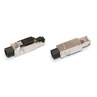 Hyperline PLUF-8P8C-S-C6-SH Разъем RJ-45 (8P8C) под витую пару, полевая заделка, категория 6, экранированный, для одножильного кабеля (внешний диаметр кабеля 6-8 мм, 23-26 AWG), накручивающийся хвостовик