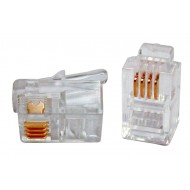 Hyperline PLUG-4P4C-P-C2-100 Телефонный разъем RJ-11(4P4C) (3 µ/ 3 микродюйма) для телефонной трубки (100 шт)