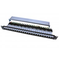 Hyperline PP3-19-24-8P8C-C5E-SH-110D Патч-панель 19, 1U, 24 порта RJ-45 полн. экран., категория 5e, Dual IDC, ROHS, цвет черный