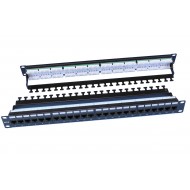 Hyperline PP3-19-24-8P8C-C6-110D Патч-панель 19, 1U, 24 порта RJ-45, категория 6, Dual IDC, ROHS, цвет черный (задний кабельный организатор в комплекте)