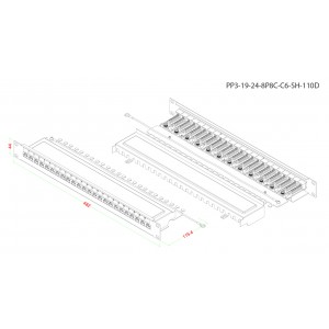 Hyperline PP3-19-24-8P8C-C6-SH-110D Патч-панель 19, 1U, 24 порта RJ-45 полн. экран., категория 6, Dual IDC, ROHS, цвет черный Hyperline PP3-19-24-8P8C-C6-SH-110D Патч-панель 19, 1U, 24 порта RJ-45 полн. экран., категория 6, Dual IDC, ROHS, цвет черный