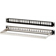 Hyperline PPBL3-19-24-SH-RM Модульная патч-панель 19, 24 порта, Flat Type, 1U, для экранированных и неэкранированных модулей Keystone Jack (кроме KJ1-C2, KJ2-C5e, KJ2-C6), с задним кабельным организатором (без модулей)