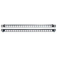 Hyperline PPBLHD-19-24S-SH-RM Модульная патч-панель 19, 24 порта, Flat Type, 0.5U, для экранированных и неэкранированных модулей Keystone Jack (кроме KJ1-C2, KJ2-C5e, KJ2-C6), с задним кабельным организатором (без модулей)