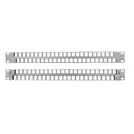 Hyperline PPBLHD-19-48S-SH-RM Модульная патч-панель 19, 48 портов, Flat Type, 1U, для экранированных и неэкранированных модулей Keystone Jack (кроме KJ1-C2, KJ2-C5e, KJ2-C6, KJ2-C6A), с задним кабельным организатором (без модулей)