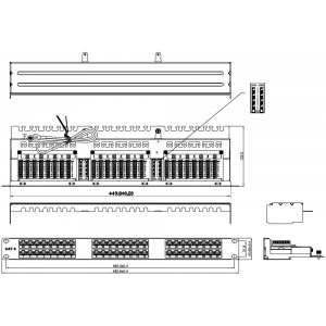 Hyperline PPHD-19-48-8P8C-C6-SH-110D Патч-панель высокой плотности 19, 1U, 48 портов RJ-45, полный экран, категория 6, Dual IDC Hyperline PPHD-19-48-8P8C-C6-SH-110D Патч-панель высокой плотности 19, 1U, 48 портов RJ-45, полный экран, категория 6, Dual IDC