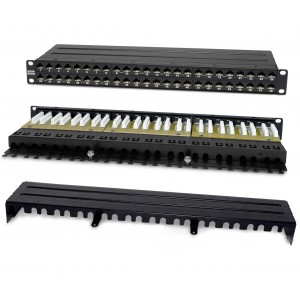 Hyperline PPHD-19-48-8P8C-C6A-110D Патч-панель высокой плотности 19, 1U, 48 портов RJ-45, неэкранированная, категория 6A, Dual IDC Hyperline PPHD-19-48-8P8C-C6A-110D Патч-панель высокой плотности 19, 1U, 48 портов RJ-45, неэкранированная, категория 6A, Dual IDC