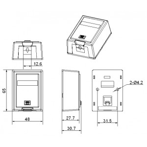 Hyperline SBB4-1-WH Корпус настенной розетки для установки 1-ой вставки типа Keystone Jack, со шторкой, белый Hyperline SBB4-1-WH Корпус настенной розетки для установки 1-ой вставки типа Keystone Jack, со шторкой, белый