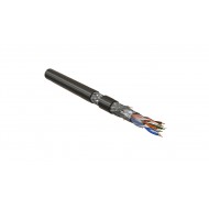 Hyperline SFUTP4-C5E-P26-IN-LSZH-BK-305 (305 м) Кабель витая пара, экранированная SF/UTP, категория 5e, 4 пары (26 AWG), многожильный (patch), экран-фольга+мед. оплетка, LSZH, –20°C–+75°C, черный