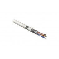 Hyperline SFUTP4-C5E-P26-IN-LSZH-WH-305 (305 м) Кабель витая пара, экранированная SF/UTP, категория 5e, 4 пары (26 AWG), многожильный (patch), экран-фольга+мед. оплетка, LSZH, –20°C–+75°C, белый