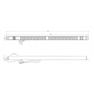 Hyperline SHE-15SH-1IEC-BF-2.5EU Блок розеток, вертикальный, 15 розеток Schuko, 1 розетка IEC320 C13, авт. выключатель, защита от перенапряжения, кабель питания 2.5м (3х1.5мм2) с вилкой Schuko 16A, 250В, 1040x44.4x44.4мм (ДхШхВ), корпус алюминий, черный Hyperline SHE-15SH-1IEC-BF-2.5EU Блок розеток, вертикальный, 15 розеток Schuko, 1 розетка IEC320 C13, авт. выключатель, защита от перенапряжения, кабель питания 2.5м (3х1.5мм2) с вилкой Schuko 16A, 250В, 1040x44.4x44.4мм (ДхШхВ), корпус алюминий, черный