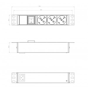 Hyperline SHE10-3SH-S-IEC Блок розеток для 10 шкафов, горизонтальный, 3 розетки Schuko, выключатель с подсветкой, без кабеля питания, входной разъем IEC320 C14 10А, 250В, 254х44.4х44.4мм (ШхВхГ), корпус алюминий, черный Hyperline SHE10-3SH-S-IEC Блок розеток для 10 шкафов, горизонтальный, 3 розетки Schuko, выключатель с подсветкой, без кабеля питания, входной разъем IEC320 C14 10А, 250В, 254х44.4х44.4мм (ШхВхГ), корпус алюминий, черный