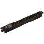 Hyperline SHE19-8SH-S-CB Блок розеток для 19 шкафов, горизонтальный, 8 розеток Schuko, выключатель с подсветкой, без кабеля питания, клеммная колодка 16A, 250В, 482.6x44.4x44.4мм (ШхГхВ), корпус алюминий, черный Hyperline SHE19-8SH-S-CB Блок розеток для 19 шкафов, горизонтальный, 8 розеток Schuko, выключатель с подсветкой, без кабеля питания, клеммная колодка 16A, 250В, 482.6x44.4x44.4мм (ШхГхВ), корпус алюминий, черный