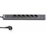 Hyperline SHT19-6SH-2.5EU Блок розеток для 19 шкафов, горизонтальный, 6 розеток Schuko, кабель питания 2.5м (3х1.5мм2) с вилкой Schuko 16A, 250В, 482.6x44.4x44.4мм (ШхГхВ), корпус алюминий Hyperline SHT19-6SH-2.5EU Блок розеток для 19 шкафов, горизонтальный, 6 розеток Schuko, кабель питания 2.5м (3х1.5мм2) с вилкой Schuko 16A, 250В, 482.6x44.4x44.4мм (ШхГхВ), корпус алюминий