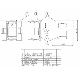 Hyperline SIP2-1K-M45-45 Вставка 45x45 (аналог Mosaic) для 1 модуля формата Keystone Jack, со шторкой Hyperline SIP2-1K-M45-45 Вставка 45x45 (аналог Mosaic) для 1 модуля формата Keystone Jack, со шторкой